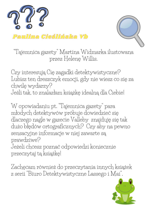 Plakat książki 'Tajemnica gazety'