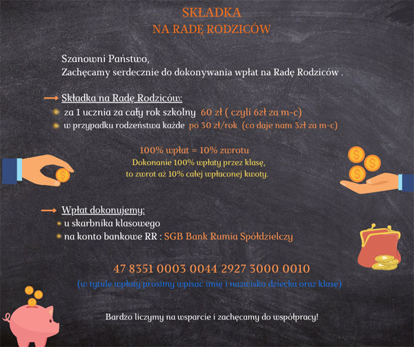 Plakat - informacje o wysokości składek