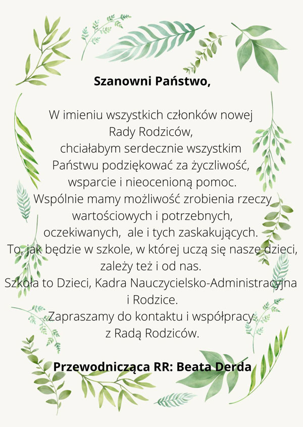 Plakat - kremowe tło, rózne liscie w odcieniach zieleni, czarne napisy.