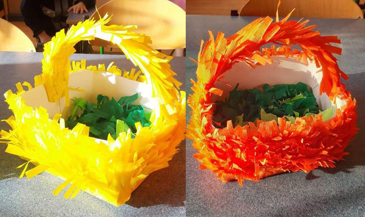 Koszyczki wielkanocne z krepiny.