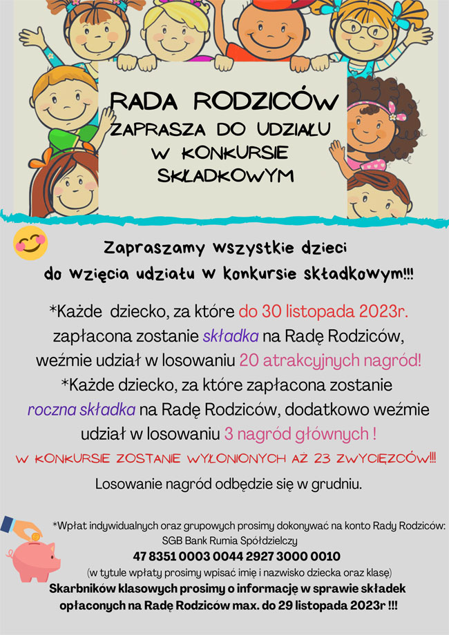 Plakat - szare tło, czarne, czerwone, fioletowe i amarantowe napisy, grafika: twarze dzieci.