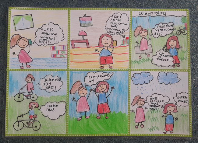 Prace dzieci - kolorowe motyle z papierowych pasków.